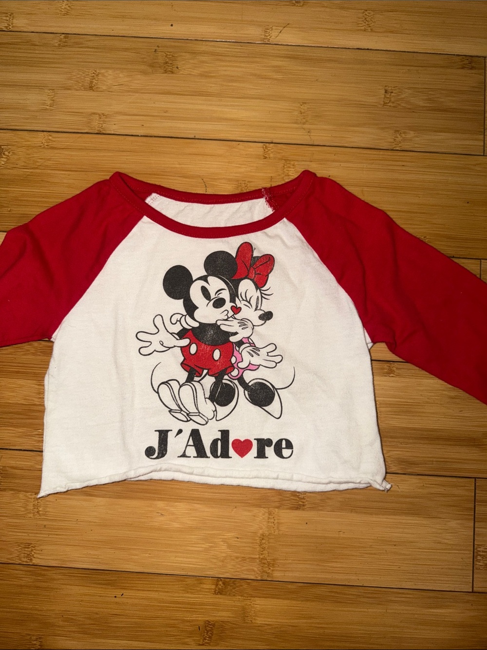 Disney Red & White Mickey & Minnie Raglan Long Sleeve Tee